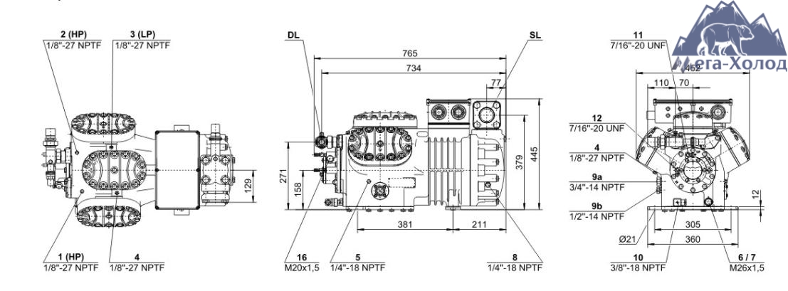 схема агрегата Bitzer 6j-22.2y